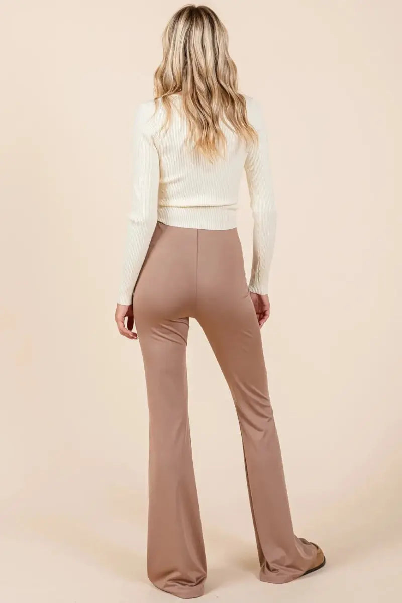 Mittoshop Stretchy Soft Elastic Waist Flare Pants for Women - Love Salve